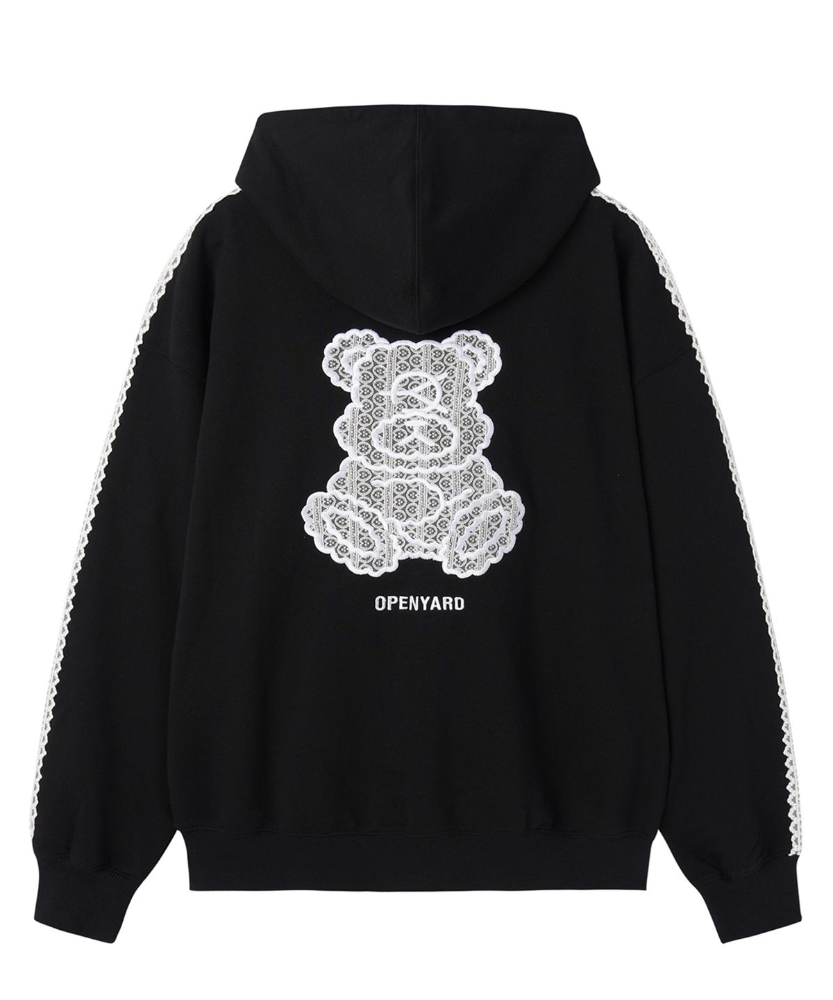 오픈야드(오와이)(OPENYARD(OY)) LACE DOLLY HOODIE ZIP UP - BLACK