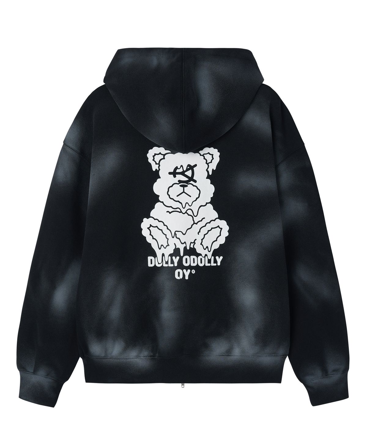 오픈야드(오와이)(OPENYARD(OY)) DIRTY SPRAY MELTING DOLLY HOODIE ZIP UP - BLACK