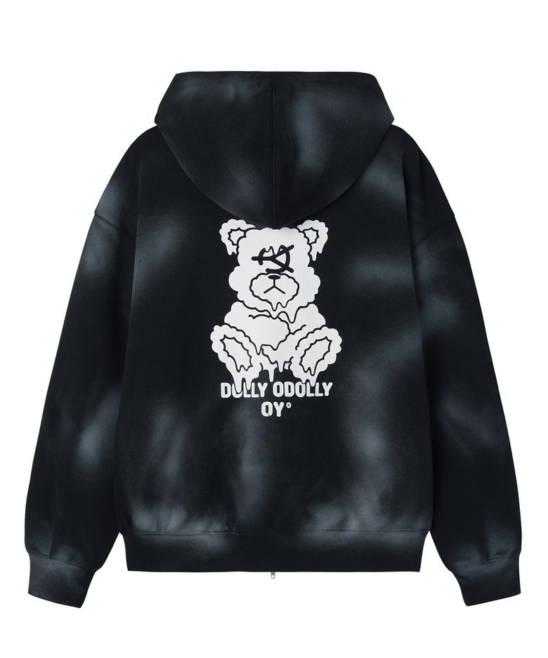 DIRTY SPRAY MELTING DOLLY HOODIE ZIP UP - BLACK