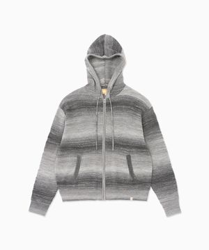 Gradation Knit Zip Up Hoodie_Black
