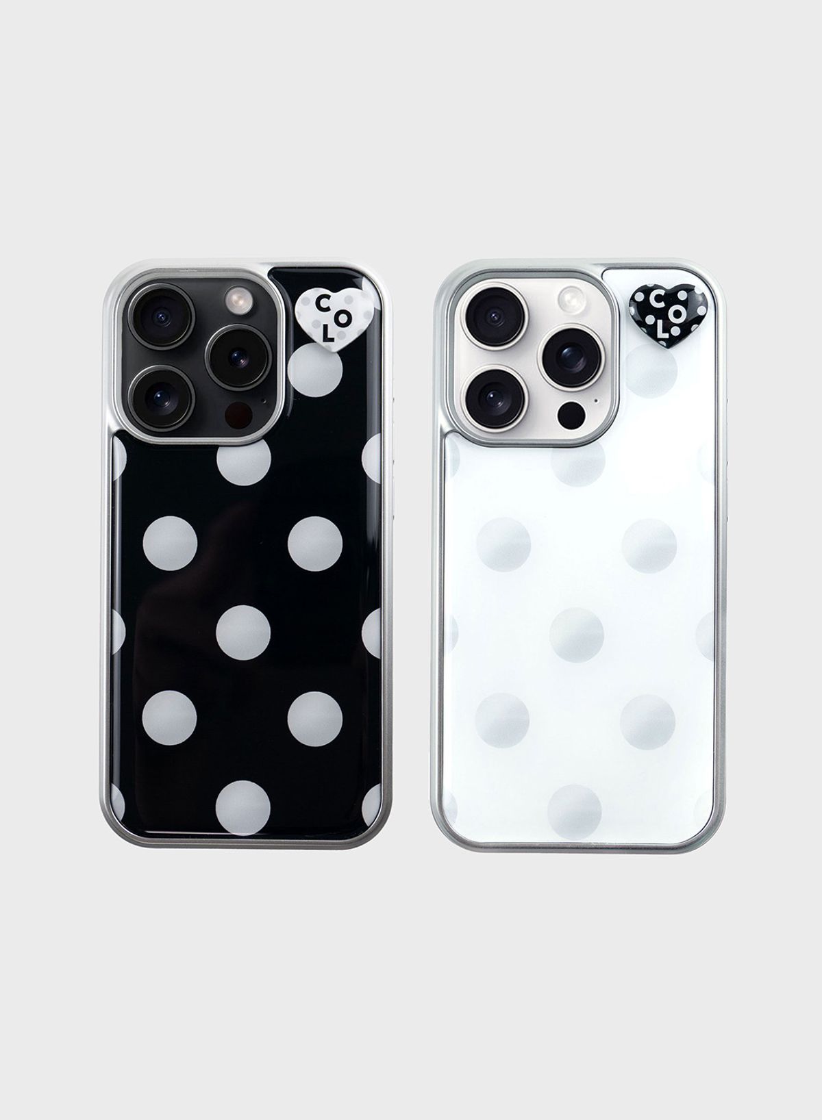 꼴라주바캉스(COLLAGEVACANCE) Polka Dot Heart Logo Pendant Epoxy Case (폰케이스) - 4type