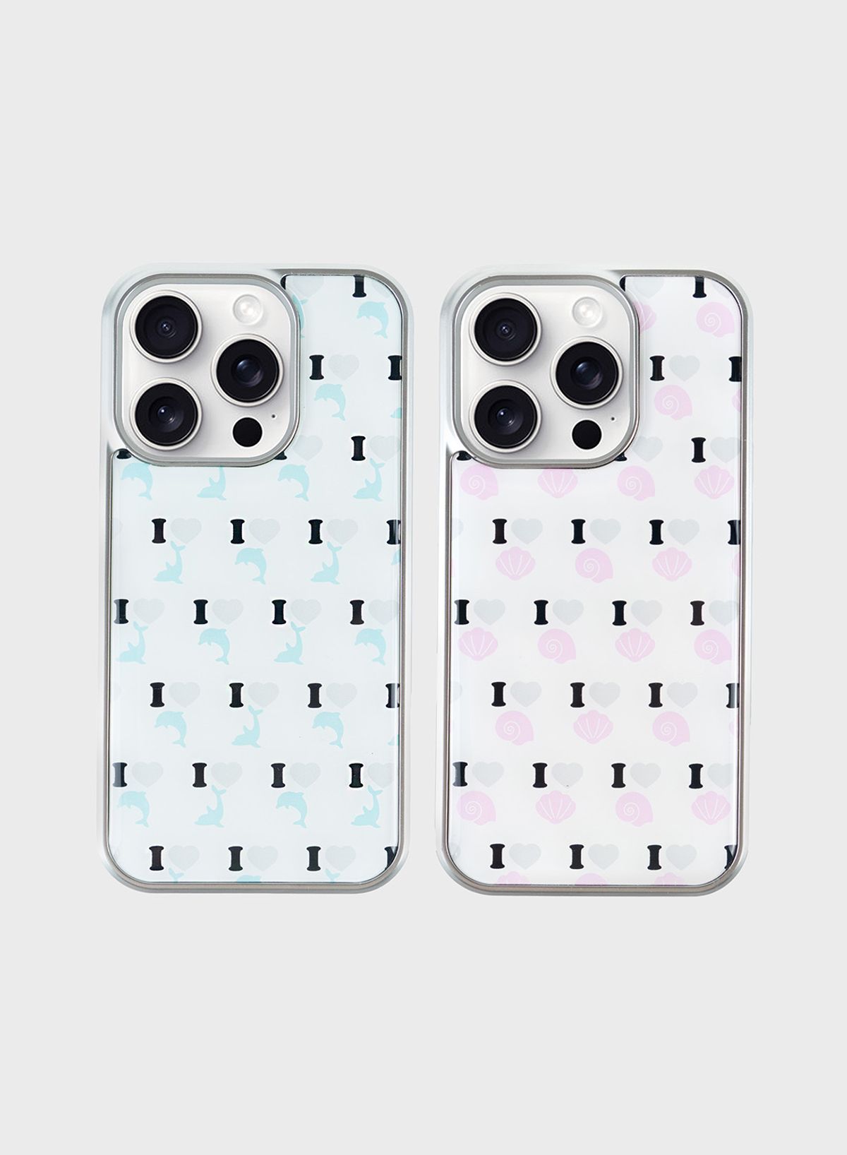꼴라주바캉스(COLLAGEVACANCE) I Love Sea Friends Pattern Silver Epoxy Case (폰케이스) - 4type