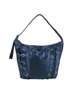 사틴 아일렛스트링 숄더백[네이비]