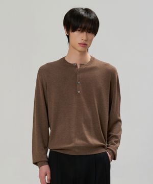 캐시미어 블렌드 헨리넥 크롭 니트 (5컬러)