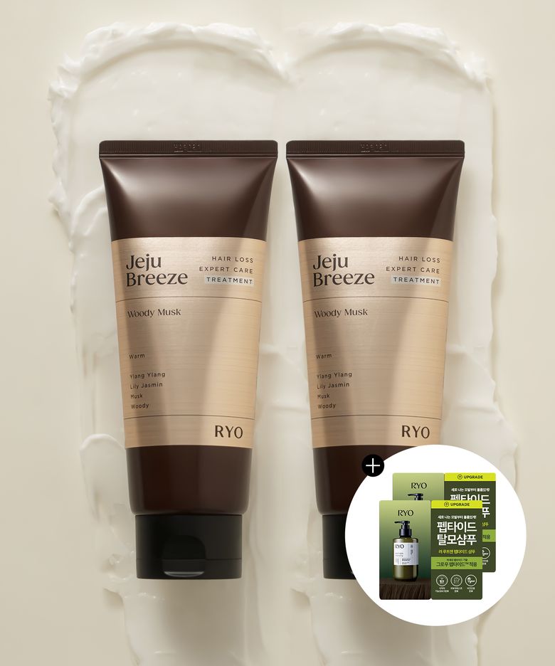 [우디 머스크] 자양 탈모전문케어 트리트먼트 제주산들바람 200ml 2입+샴푸 파우치 6ml 2매 증정