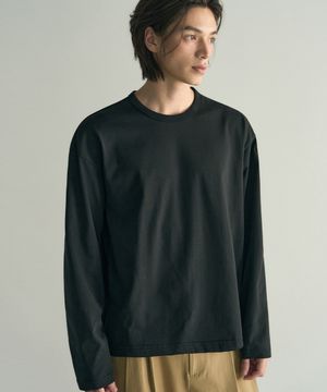 레이어드 크롭 긴팔 티셔츠 [블랙]
