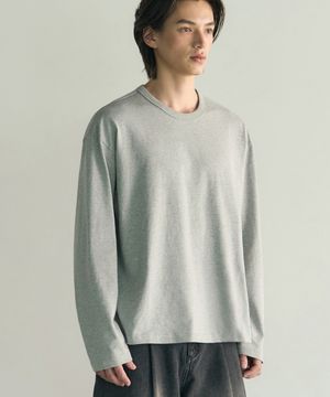 레이어드 크롭 긴팔 티셔츠 [그레이]