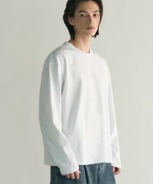 레이어드 크롭 긴팔 티셔츠 [화이트]