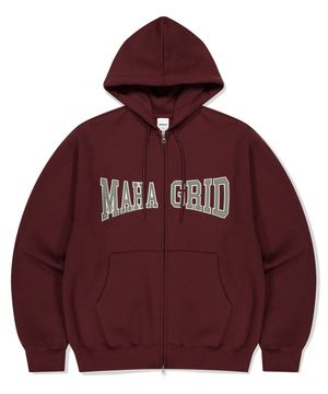APPLIQUE ZIP UP HOODIE BURGUNDY(MG2CFMM428A)