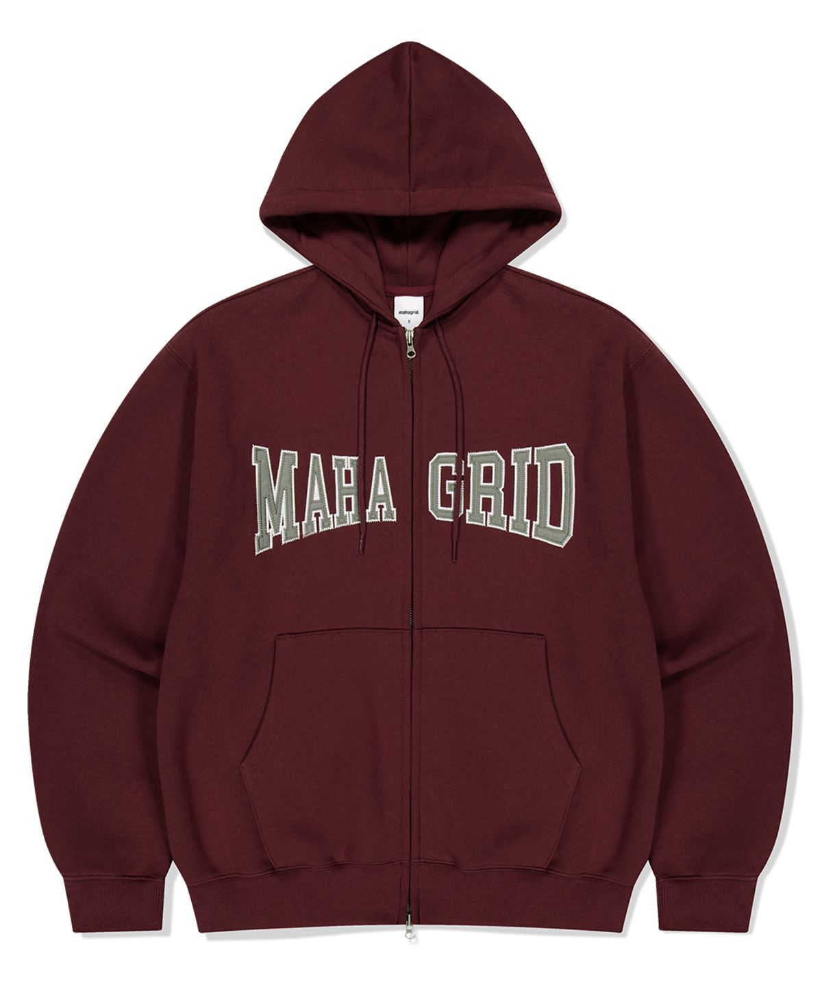 마하그리드(MAHAGRID) APPLIQUE ZIP UP HOODIE BURGUNDY(MG2CFMM428A)