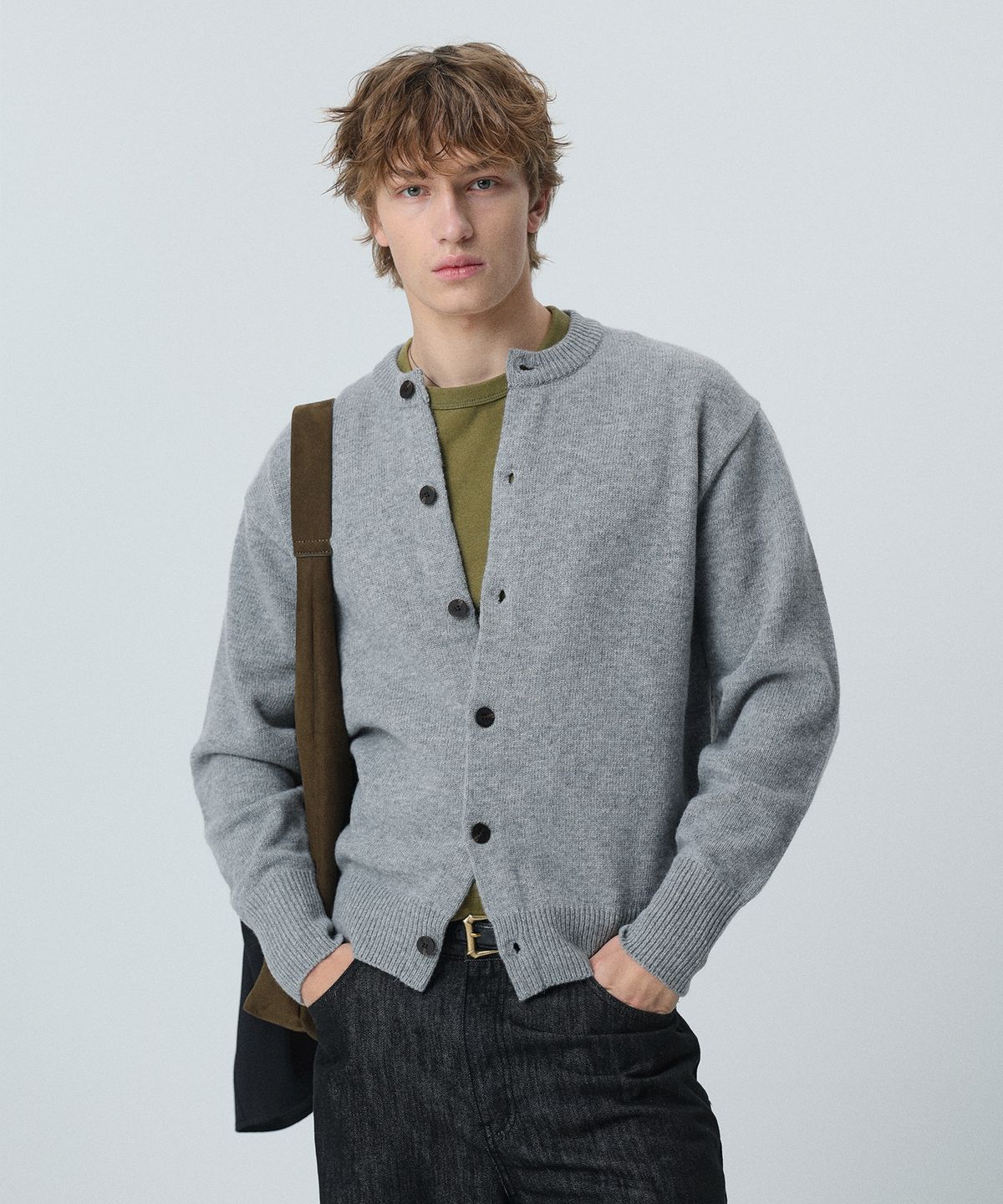 플로즈룸(FLAWSROOM) Nights Crop Knit Cardigan GREY