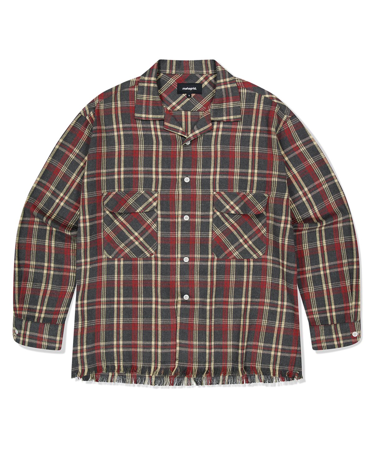 마하그리드(MAHAGRID) CUT OFF FLANNEL CHECK SHIRT CHARCOAL(MG2FFMW320A)