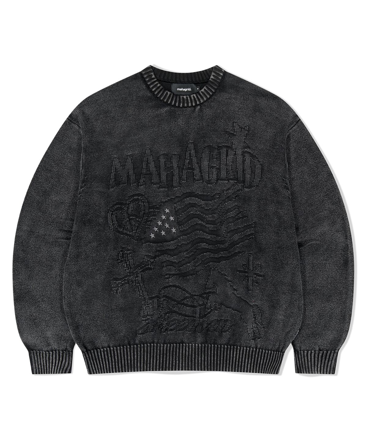 마하그리드(MAHAGRID) PIGMENT FLAG KNIT SWEATER BLACK(MG2FFMK602A)