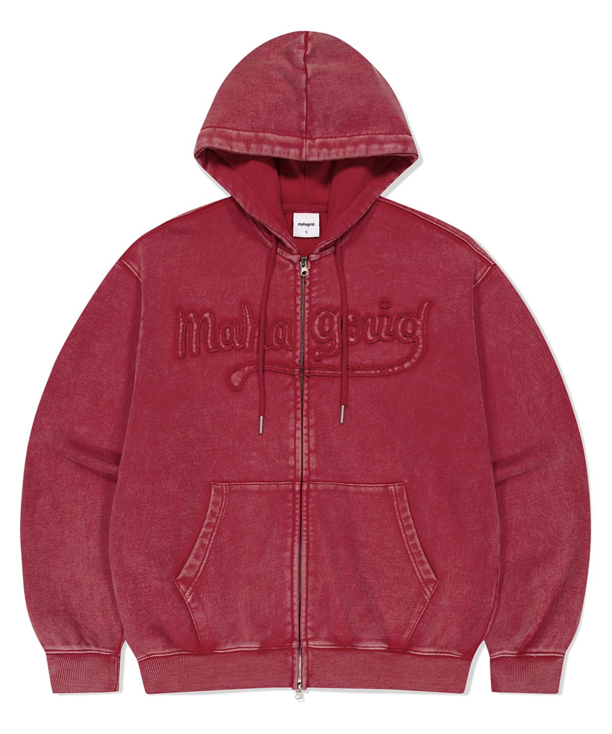 마하그리드(MAHAGRID) WASHED CUT OFF APPLIQUE HOOD ZIP UP RED(MG2FFMM496A)
