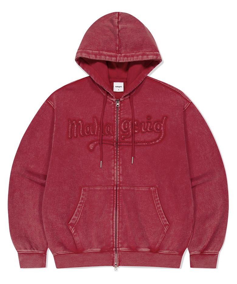 WASHED CUT OFF APPLIQUE HOOD ZIP UP RED(MG2FFMM496A)
