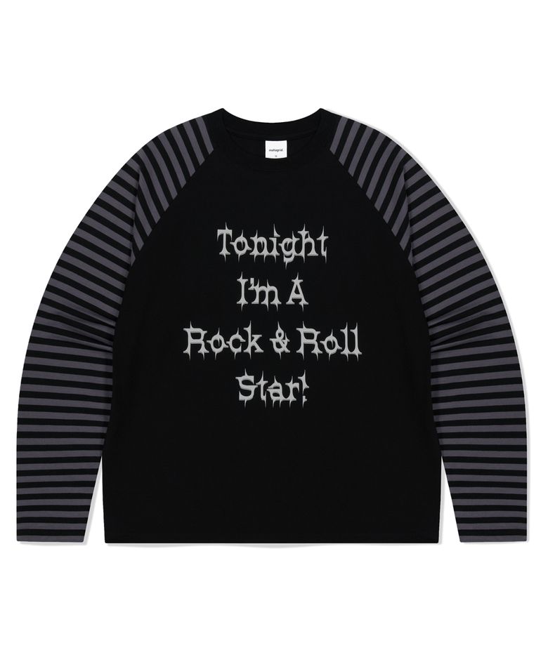 ROCK STAR RAGLAN STRIPE LS TEE BLACK(MG2FFMT570A)