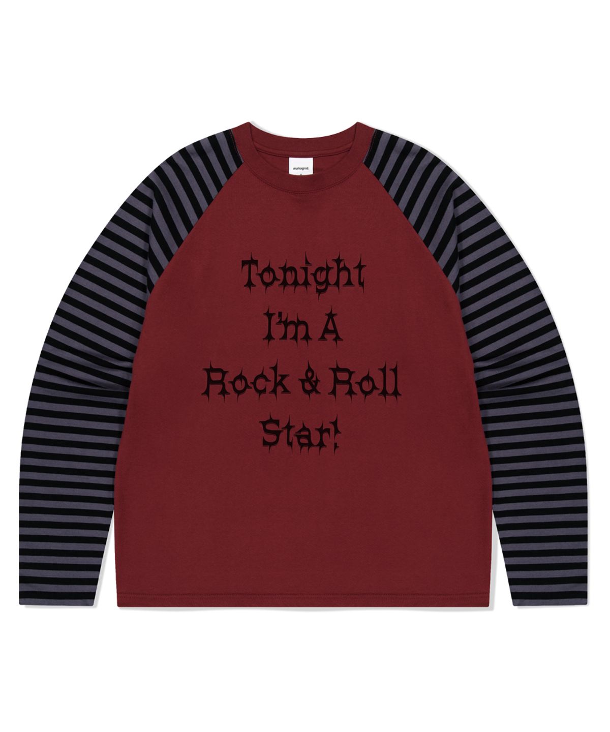 마하그리드(MAHAGRID) ROCK STAR RAGLAN STRIPE LS TEE BURGUNDY(MG2FFMT570A)