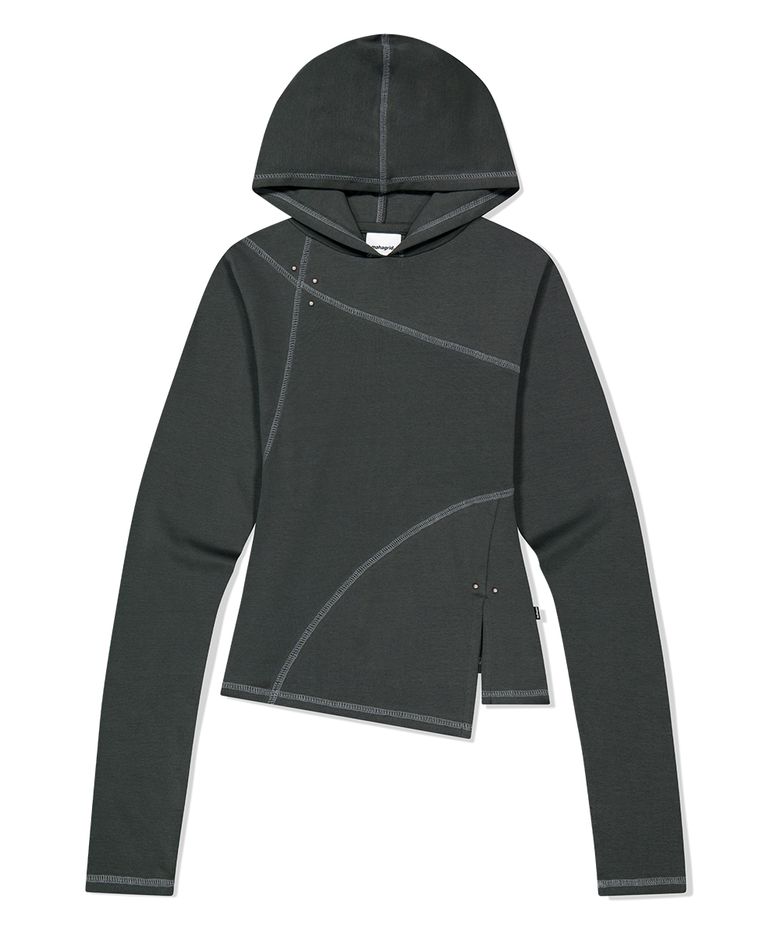 CURVED SLIM HOODIE GREY(MG2FFFM419A)