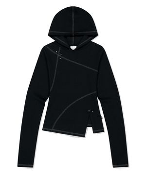 CURVED SLIM HOODIE BLACK(MG2FFFM419A)