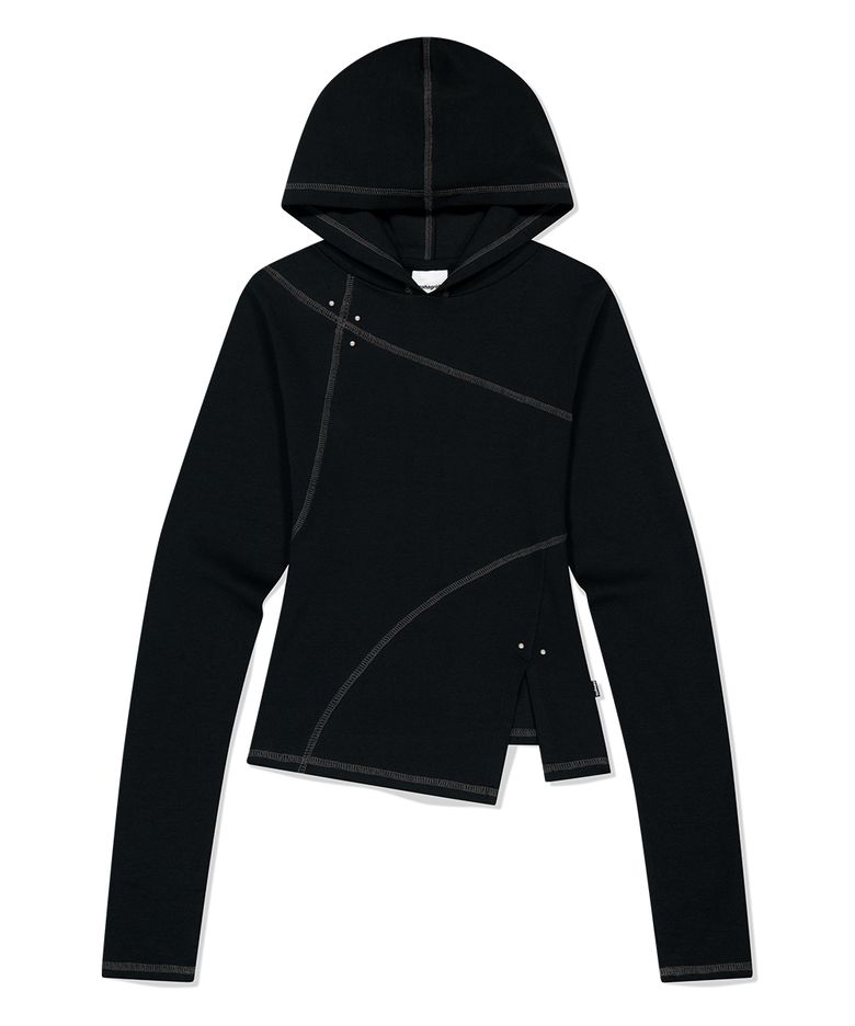 CURVED SLIM HOODIE BLACK(MG2FFFM419A)