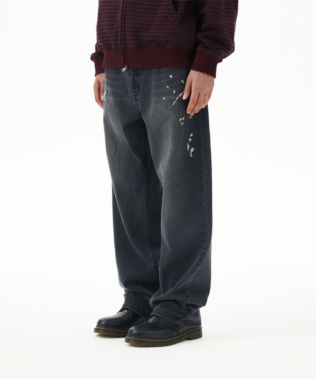 마하그리드(MAHAGRID) EMB SPLATTER DENIM PANT BLACK(MG2FFMD111A)