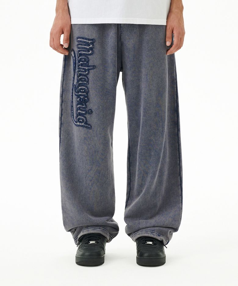 WASHED CUT OFF APPLIQUE SWEAT PANT NAVY(MG2FFMPA06A)