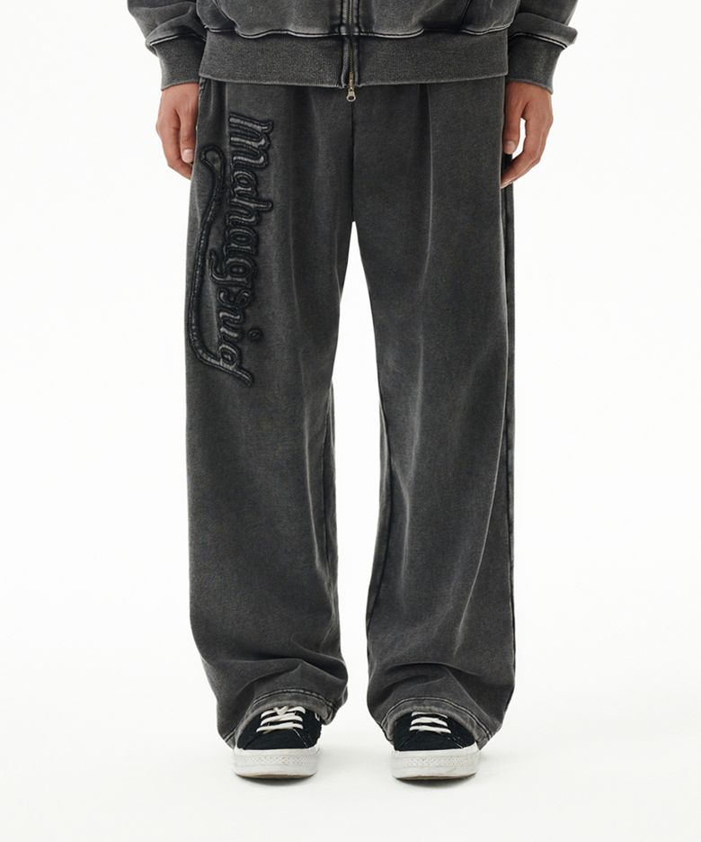 WASHED CUT OFF APPLIQUE SWEAT PANT BLACK(MG2FFMPA06A)