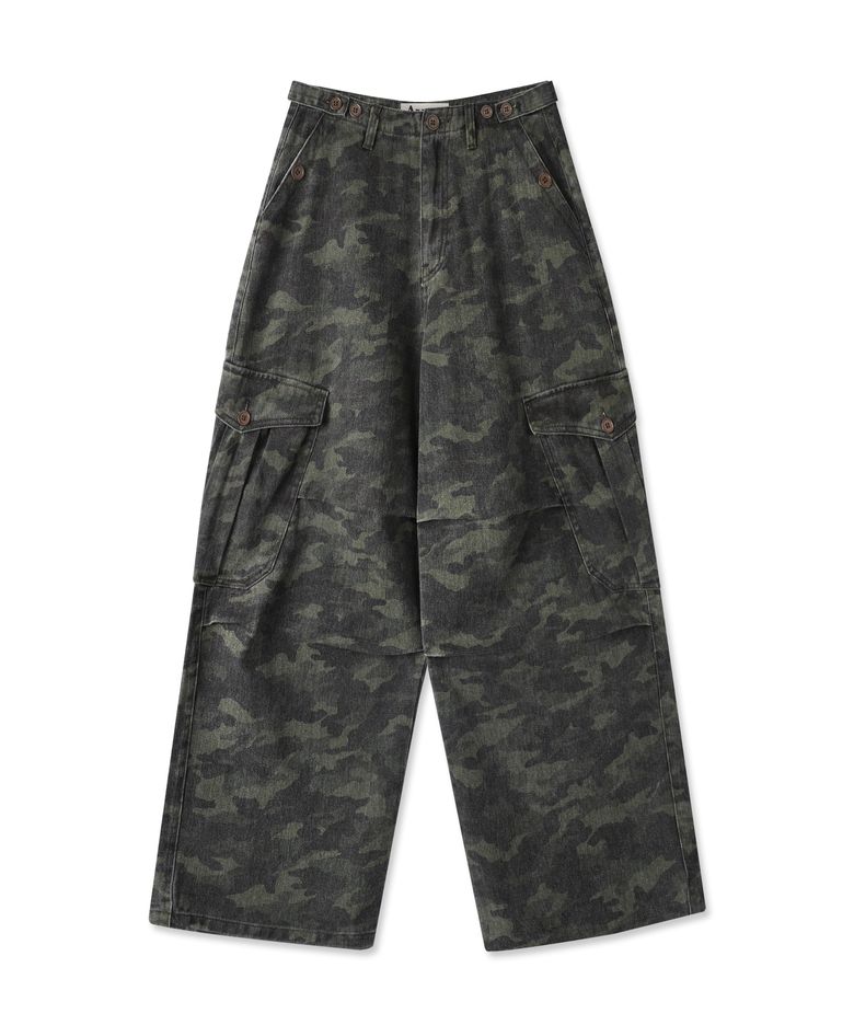 Enter Wide Cargo Cotton Pants CAMO