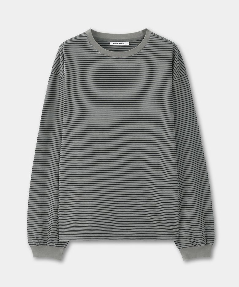 빈티지 피그먼트 스트라이프 롱 슬리브 (GREY)