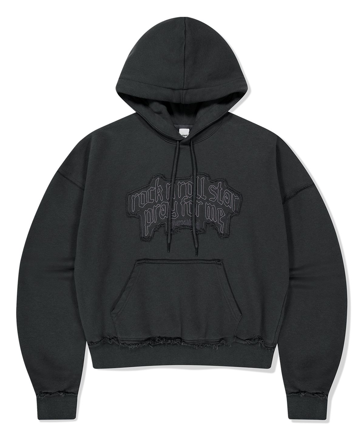 마하그리드(MAHAGRID) RAW CUT PRAY CROP HOODIE CHARCOAL(MG2FFFM418A)