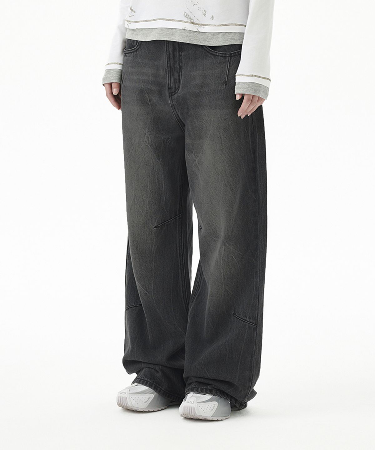 마하그리드(MAHAGRID) WASHED DART DENIM PANT BLACK(MG2FFFD115A)