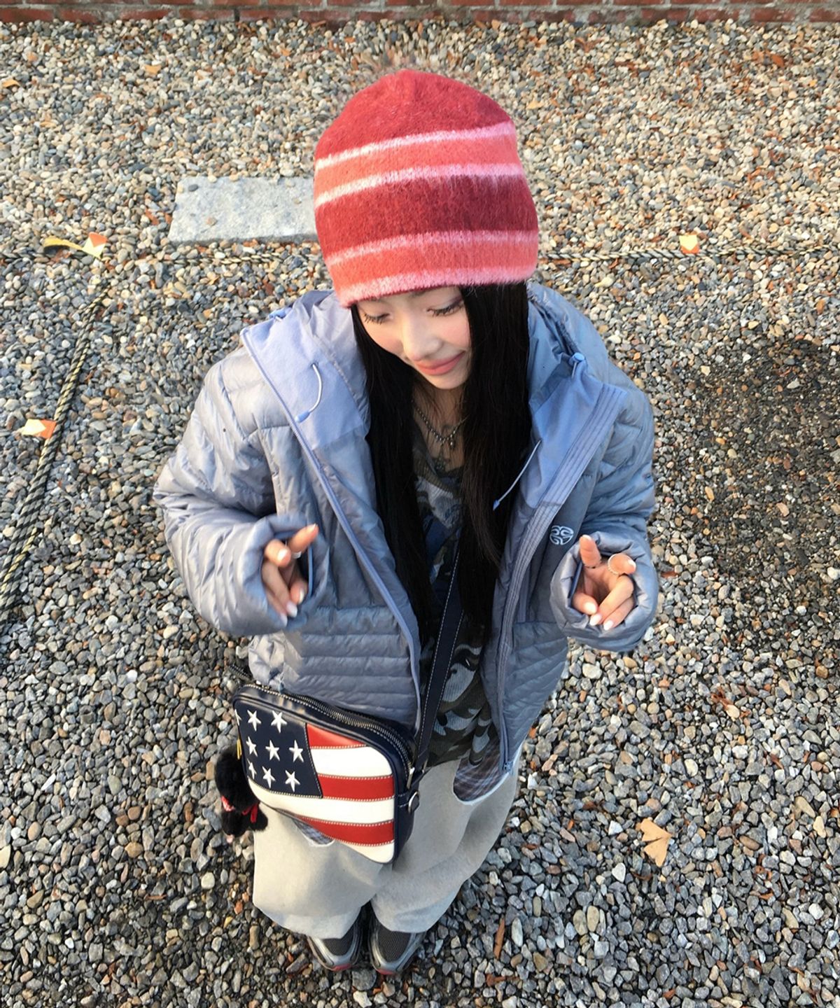 마하그리드(MAHAGRID) HAIRY STRIPE BEANIE BURGUNDY(MG2FFMAB36A)