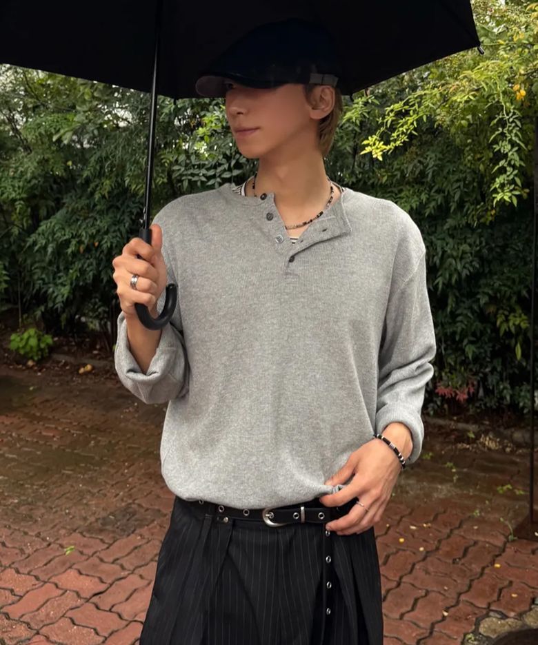 헨리넥 와플 롱 슬리브 (GREY)