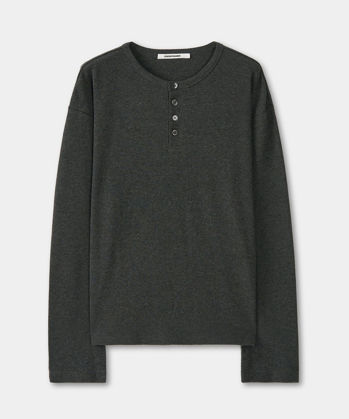 엑스컨테이너(EXCONTAINER) 헨리넥 와플 롱 슬리브 (CHARCOAL)