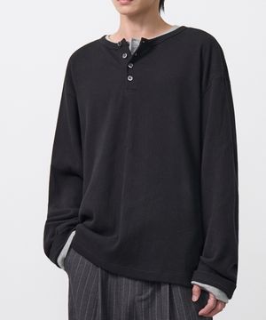 헨리넥 와플 롱 슬리브 (BLACK)