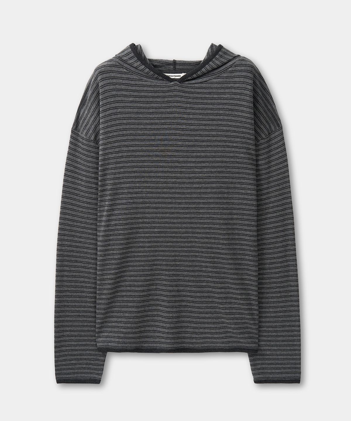 엑스컨테이너(EXCONTAINER) 스트라이프 후드 롱 슬리브 (GREY)