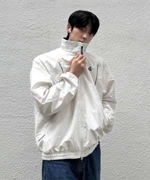 유니 등판 블럭 루즈핏 메쉬 자켓 - 아이보리(QQ323LJK91)