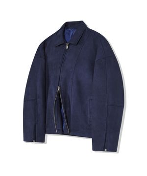 86-IRO346 볼드 라인 스티치 스웨이드 자켓 네이비