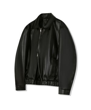 86-IRO347 포켓 레이어드 레더 자켓 블랙