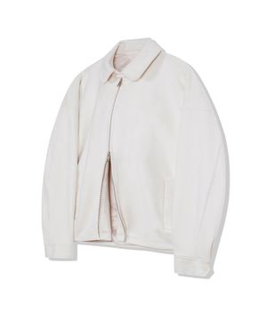 86-IRO350 미니멀 넥 버튼 스웨이드 자켓 아이보리