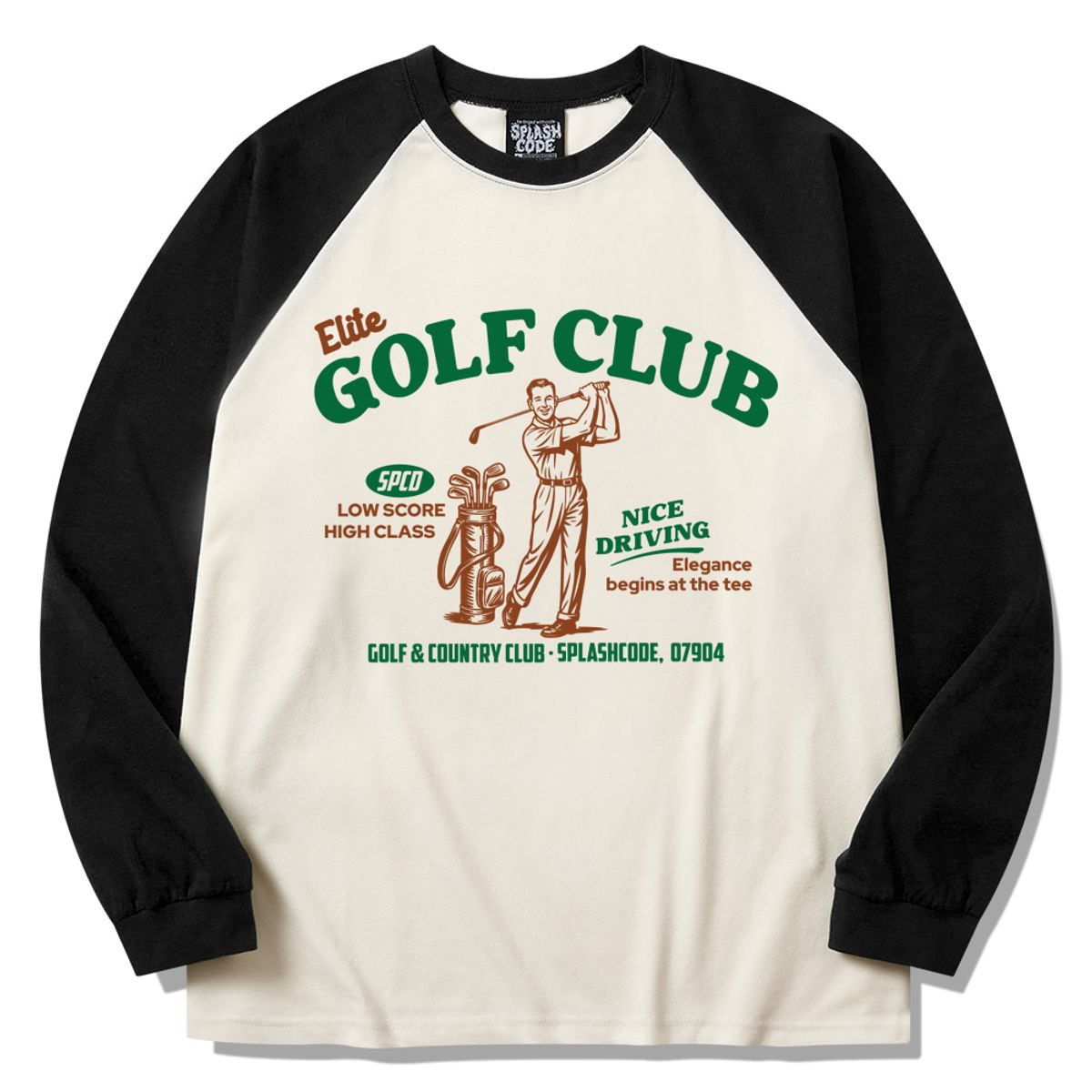 스플래시코드(SPLASHCODE) 래글런 롱슬리브 크림 - 엘리트 골프 클럽(Elite Golf Club)