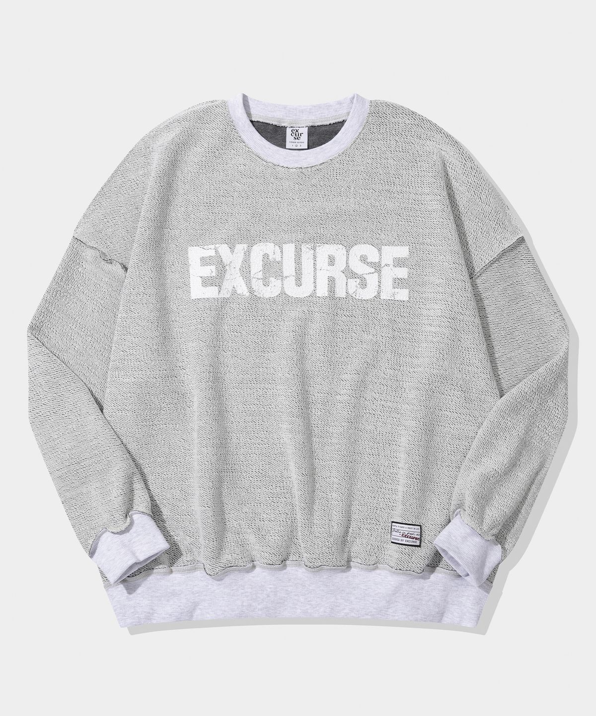 익스커스(EXCURSE) 라이닝 오버핏 스웨트셔츠 라이트그레이(화이트)