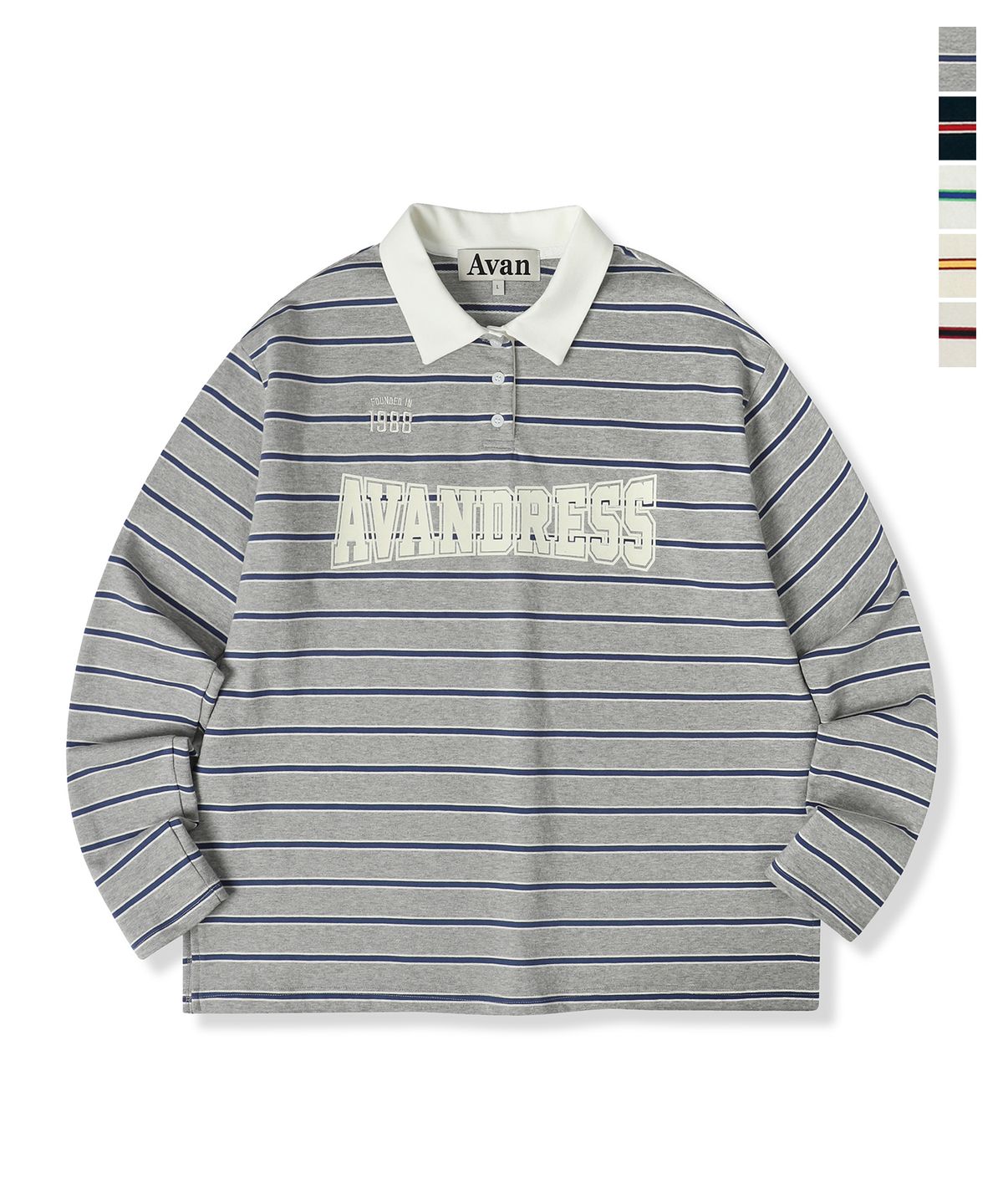 어반드레스(AVANDRESS) Texture Block Rugby T-shirt_5Colors