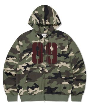 CAMO APPLIQUE ZIP UP HOODIE GREEN(MG2FFMM499A)
