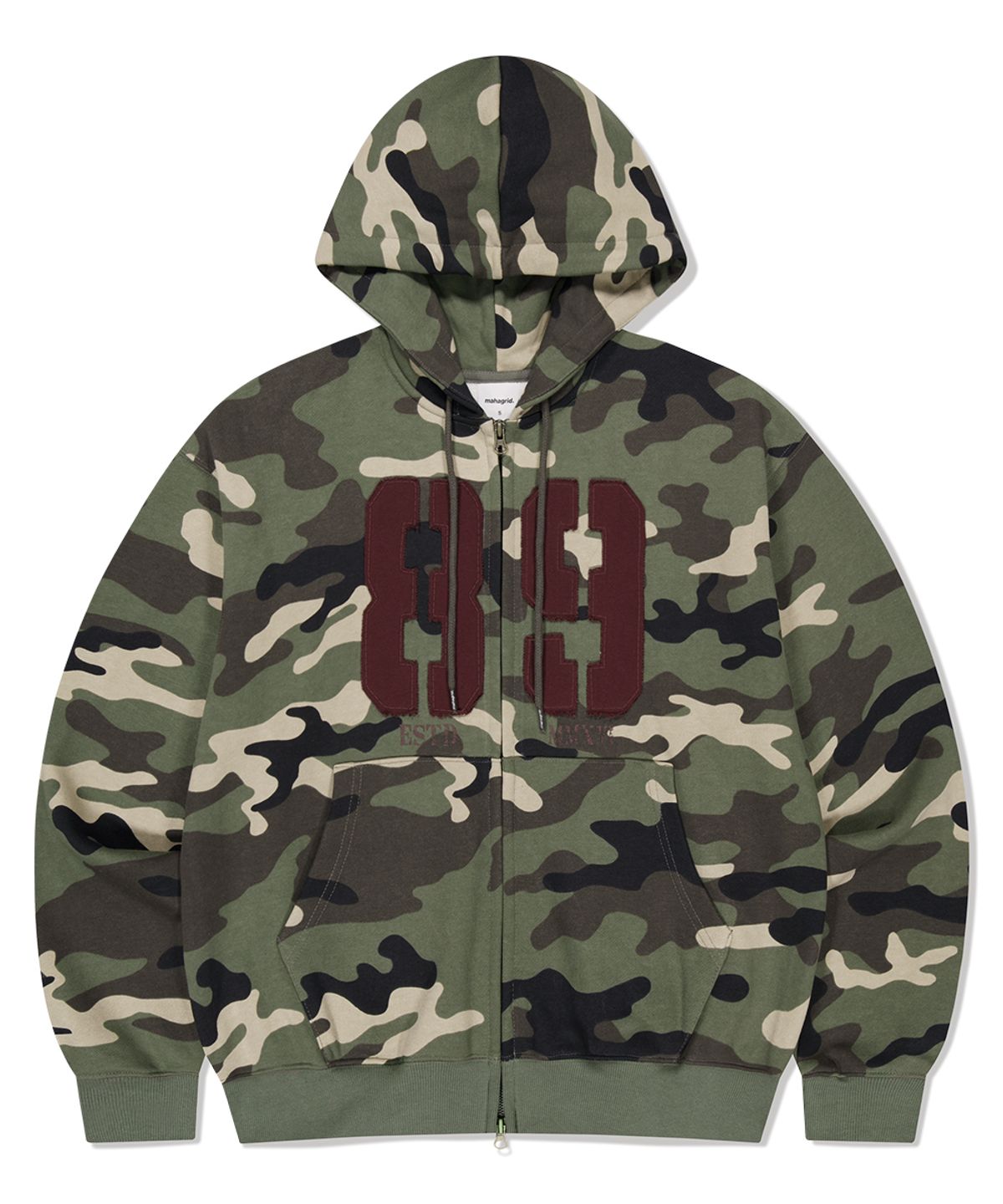 마하그리드(MAHAGRID) CAMO APPLIQUE ZIP UP HOODIE GREEN(MG2FFMM499A)