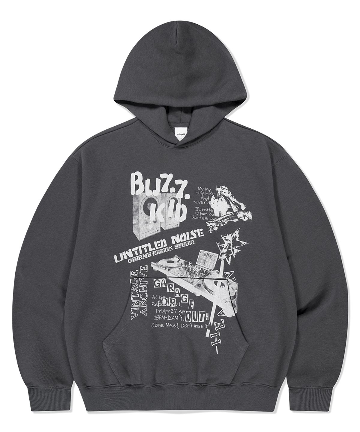 마하그리드(MAHAGRID) BUZZ KID HOODIE CHARCOAL(MG2FFMM415A)
