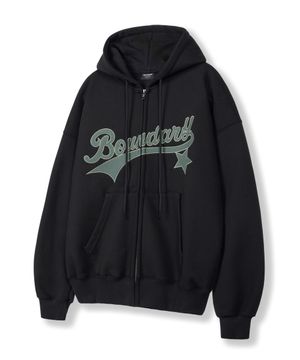 바운더리 스타 패치 오버핏 후드집업 [블랙]
