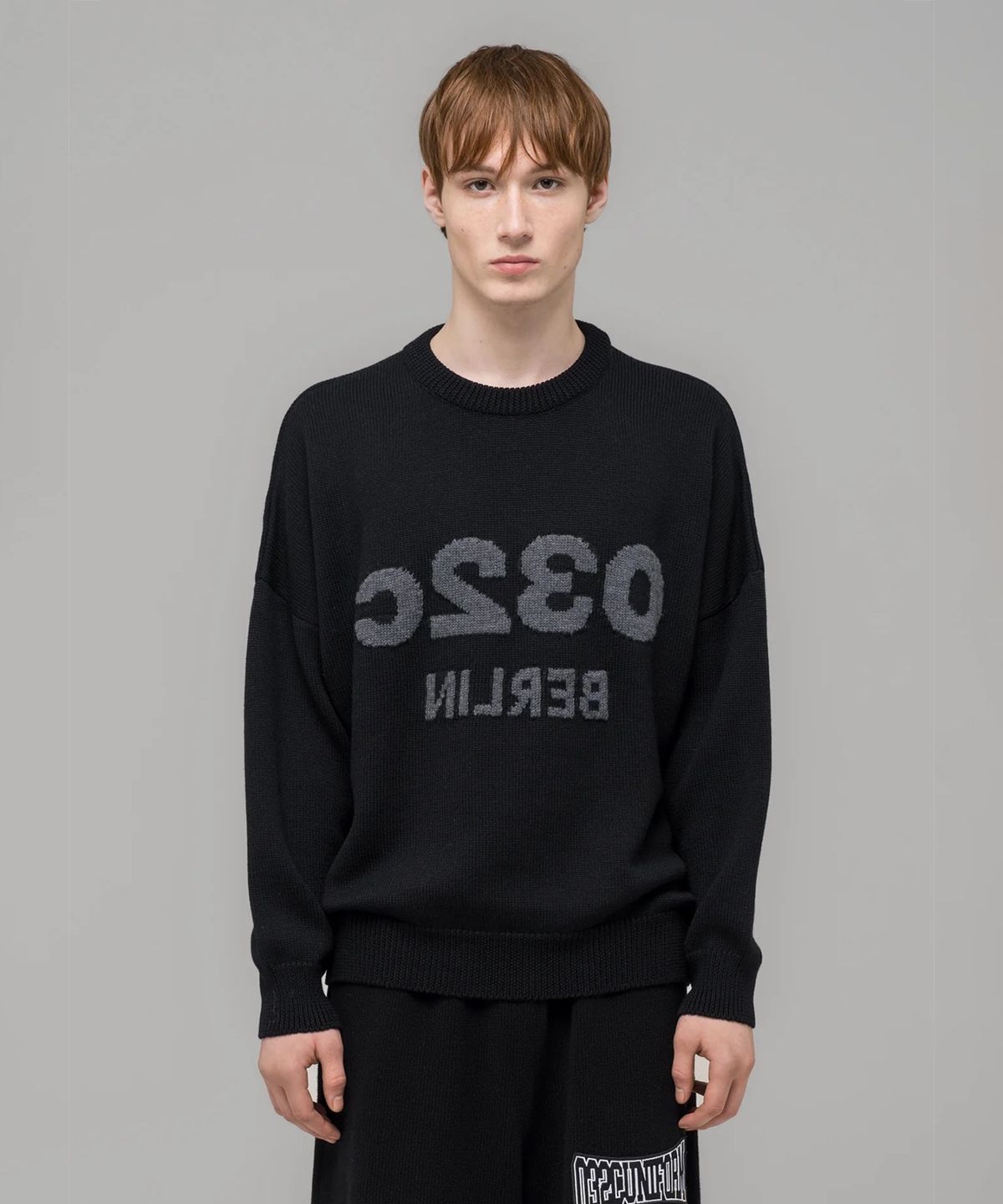 032씨(032C) (U) 셀피 스웨터 블랙/블랙 멜란지 SELFIE SWEATER BLACK/ BLACK MELANGE