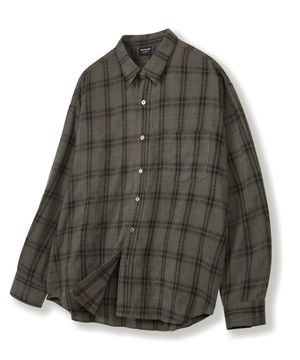 피그먼트 바이오워싱 오버핏 체크셔츠 [워시드 그레이]