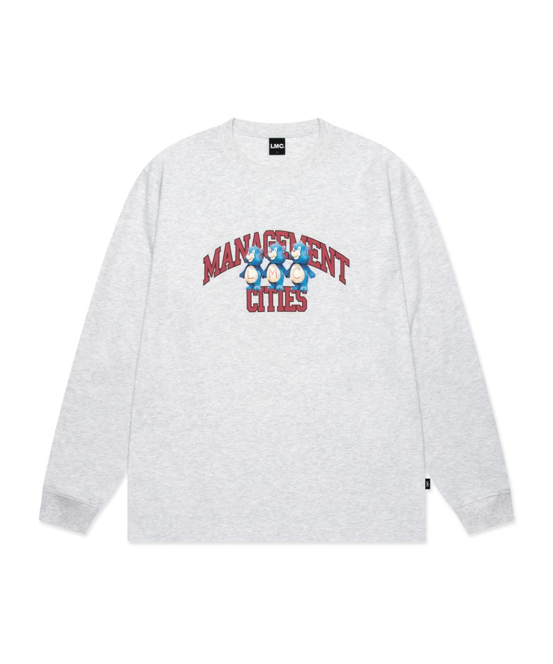 ATHLETIC BEAR LONG SLV TEE light heather gray